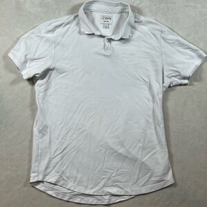 Cuts Clothing Large Curve Hem Slim Fit Classic White Performance Polo Shirt EUC